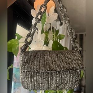 Lulu’s Ailean Charcoal Grey Beaded Shoulder Bag - NWT